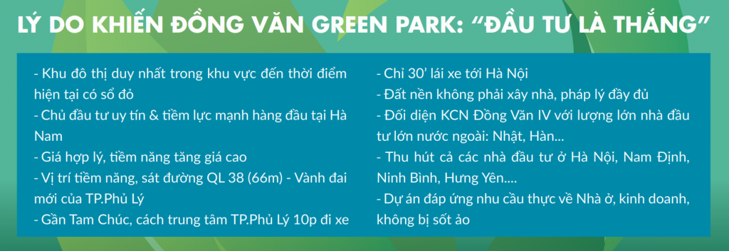 Đất nền Đồng Văn Green Park